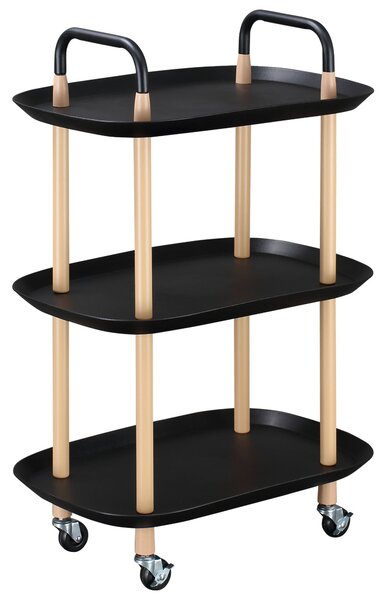 Carrello da Cucina 57,5x36,5x85 cm in Metallo e Plastica Nero e Marrone
