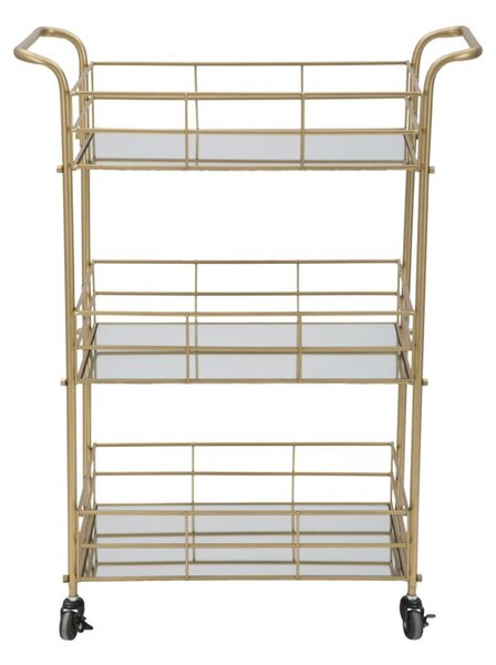 Carrello Glam Rettangolare 60x30,5x80 cm in Ferro e Vetro Oro