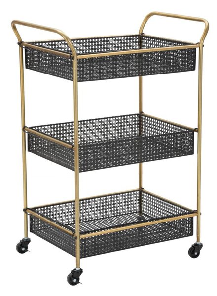 Carrello Fashion 56x37x81 cm in Ferro Nero e Oro