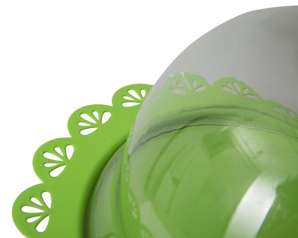 Porta Dolci Fan Verde Ø27,5x22,5 cm in Ferro e Vetro Verde