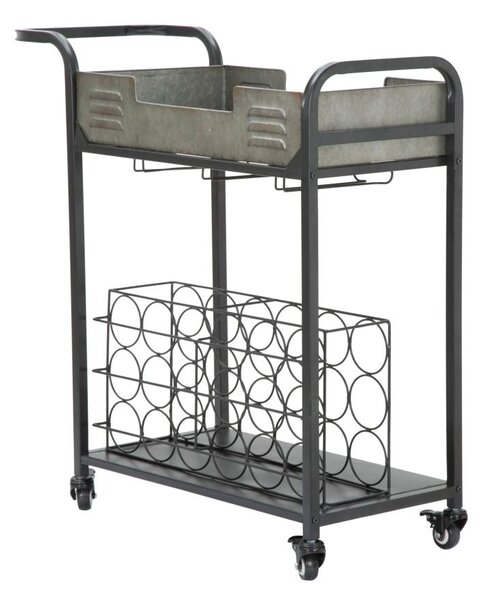 Carrello Industry Plus 81,5x35x86 cm in Ferro Nero e Grigio