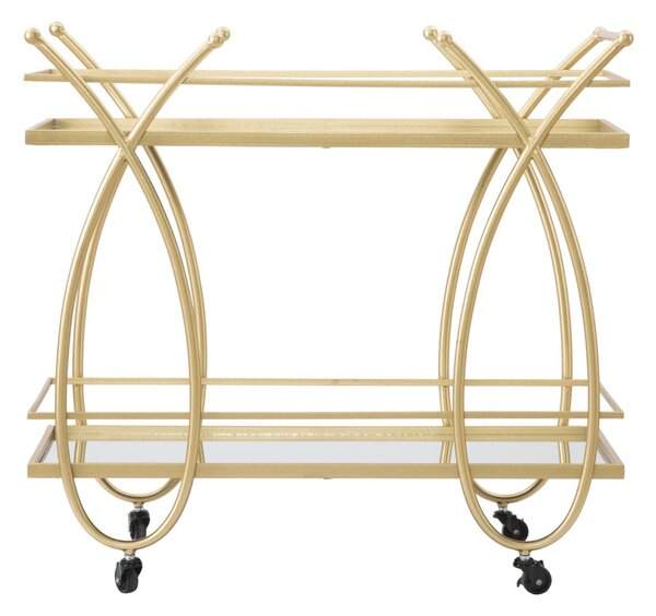 Carrello Ribbon 80x40x75 cm in Ferro MDF e Specchio Oro