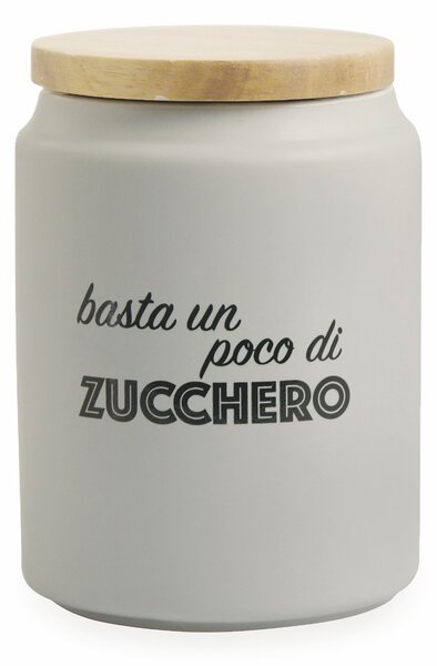 Barattolo Zucchero con Scritta Ø11x15 cm in Gres con Coperchio in Bambù VdE Tivoli 1996