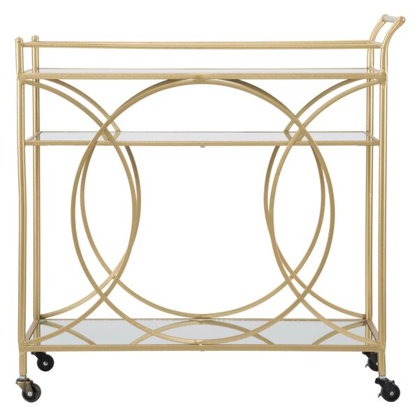 Carrello Infinity 80x40x80 cm in Ferro MDF e Specchio Oro