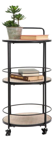 Carrello Arex 40x41,5x82 cm in Ferro e MDF Nero e Marrone