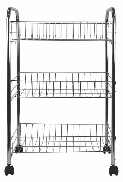 Carrello da Cucina 3 Ripiani 40x26x62 cm in Metallo Cromato