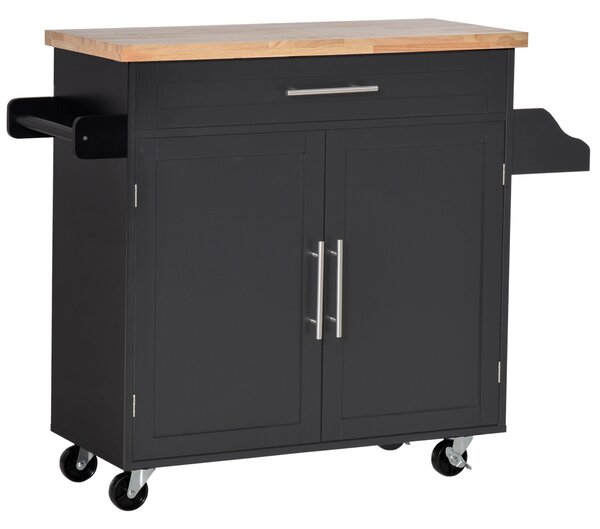 Carrello da Cucina 109x40x89 cm in Legno Nero