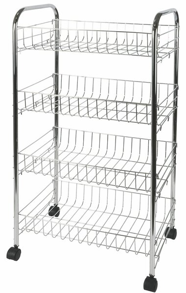 Carrello da Cucina 4 Ripiani 41x26,5x75 cm in Metallo Cromato