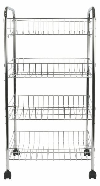 Carrello da Cucina 4 Ripiani 41x26,5x75 cm in Metallo Cromato