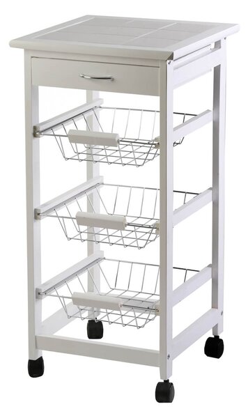 Carrello da Cucina in Legno Bianco 3 Cestelli Tosini A308-28S
