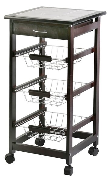 Carrello da Cucina in Legno Wengè 3 Cestelli Tosini A308-28W