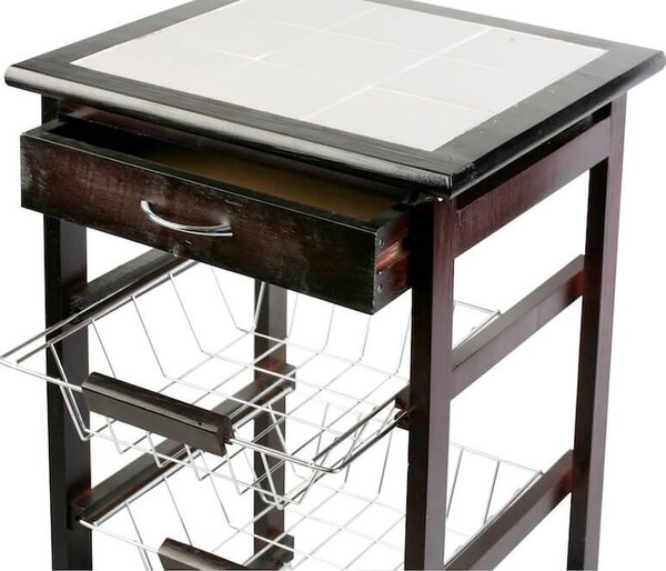 Carrello da Cucina in Legno Wengè 3 Cestelli Tosini A308-28W