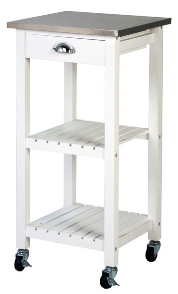 Carrello da Cucina in Legno Bianco e Inox Tosini KT004S