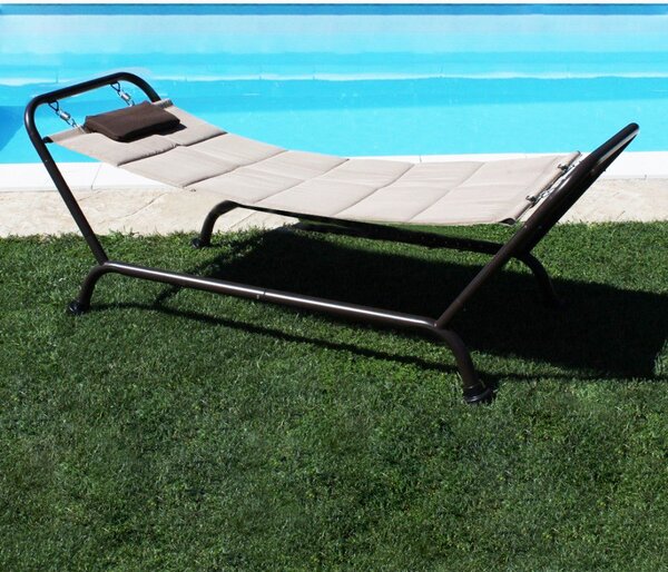 Lettino Amaca a Dondolo con Supporto Jamaica 230x98x82 h cm in Acciaio Marrone