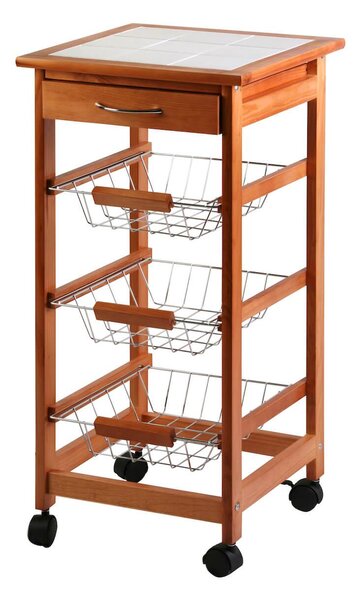 Carrello da Cucina in Legno Faggio 3 Cestelli Tosini A308-28B