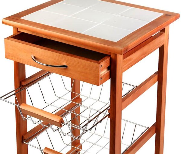 Carrello da Cucina in Legno Faggio 3 Cestelli Tosini A308-28B