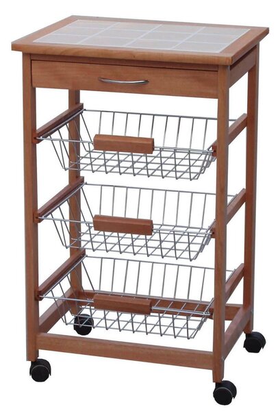 Carrello da Cucina in Legno 3 Cestelli Tosini C002B