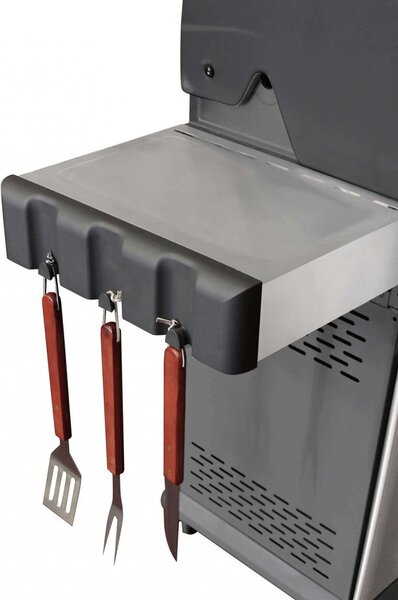 Barbecue a Gas GPL Montana 5 Fuochi + 1 con Fornello Laterale 144x57x114 h cm in Acciaio Grigio