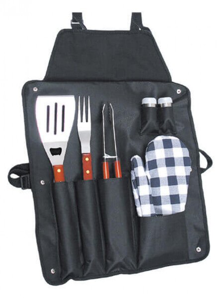 Grembiule con Accessori per Barbecue 57x42 cm in Tessuto Multicolor