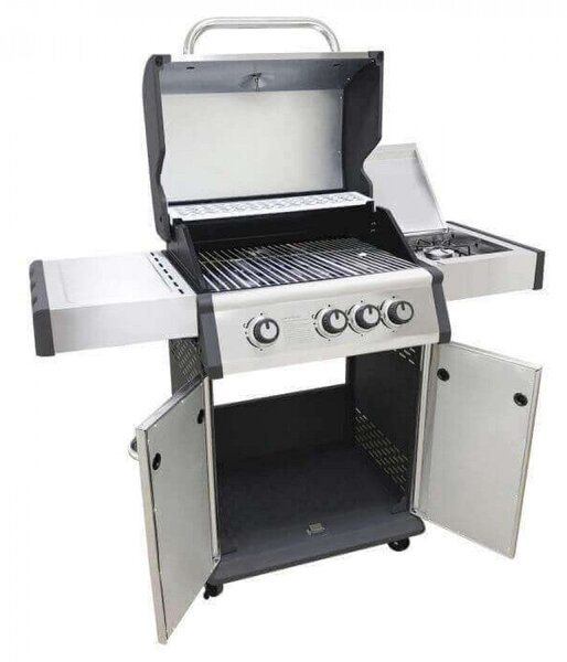 Barbecue a Gas GPL Montana 3 Fuochi + 1 con Fornello Laterale 120x57x114 h cm in Acciaio Grigio