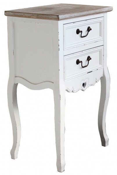 Mobiletto Cuore 2 44x32x74 h cm in Legno di paulownia Bianco