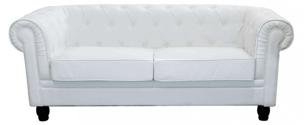 Divano 3 Posti Chesterfield 197x74x82 h cm in Similpelle Bianco