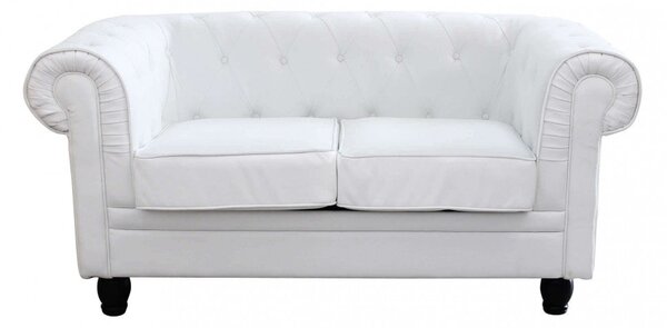 Divano 2 Posti Chesterfield 152x74x82 h cm in Similpelle Bianco