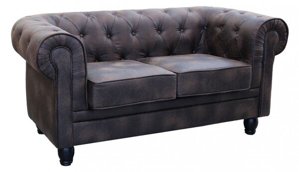Divano 2 Posti Chesterfield 152x74x82 h cm in Similpelle Marrone