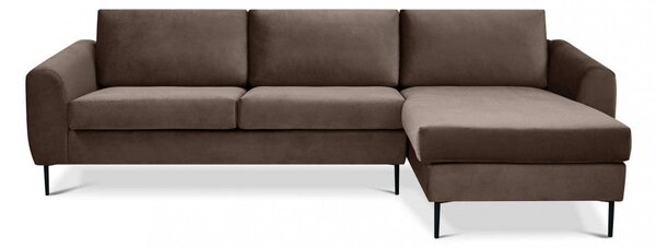 Divano con Chaise Longue Gregory in Tessuto Marrone