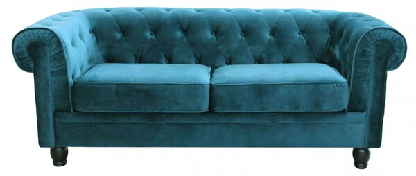Divano 3 Posti Chesterfield 197x74x82 h cm in Velluto Blu