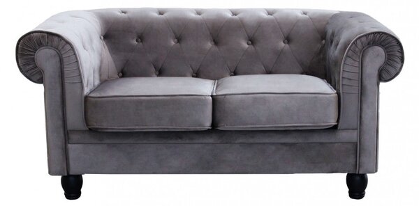 Divano 2 Posti Chesterfield 152x74x82 h cm in Velluto Grigio