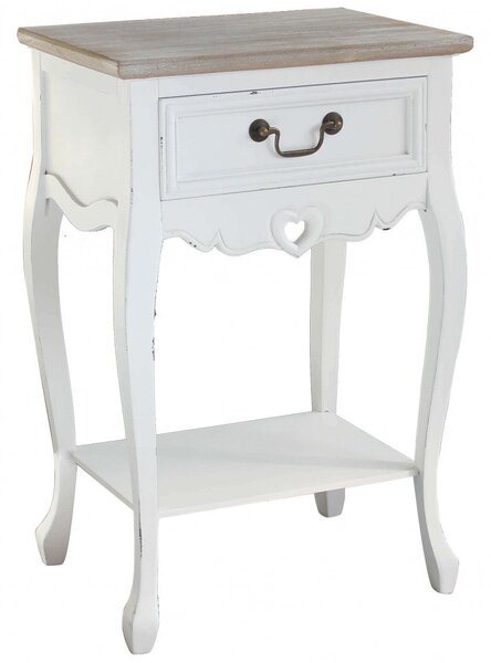 Mobiletto Cuore 1 44x33x70 h cm in Legno di paulownia Bianco
