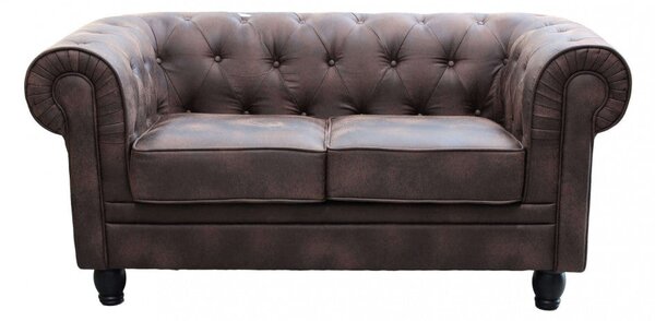 Divano 2 Posti Chesterfield 152x74x82 h cm in Similpelle Marrone