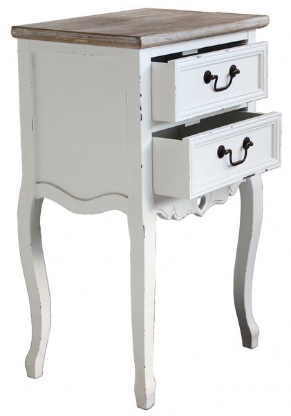 Mobiletto Cuore 2 44x32x74 h cm in Legno di paulownia Bianco