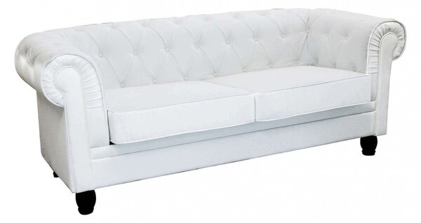 Divano 3 Posti Chesterfield 197x74x82 h cm in Similpelle Bianco