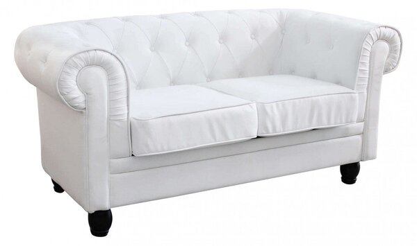 Divano 2 Posti Chesterfield 152x74x82 h cm in Similpelle Bianco
