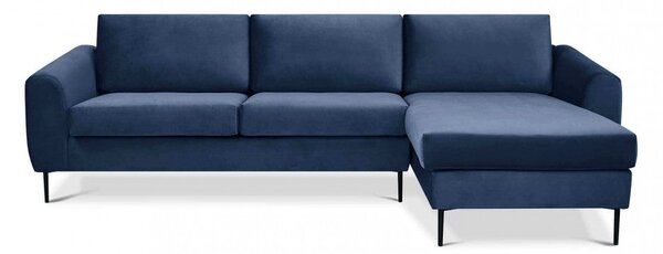Divano con Chaise Longue Gregory in Tessuto Blu