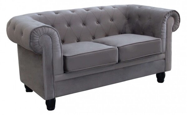 Divano 2 Posti Chesterfield 152x74x82 h cm in Velluto Grigio