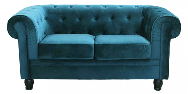 Divano 2 Posti Chesterfield 152x74x82 h cm in Velluto Blu