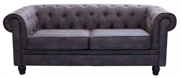 Divano 3 Posti Chesterfield 197x74x82 h cm in Similpelle Marrone