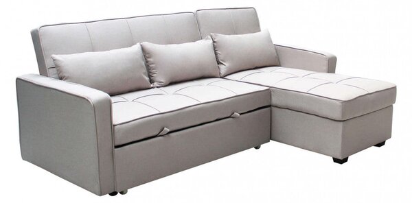 Divano Letto Cedric 208x87/145x88 cm in Tessuto Tortora
