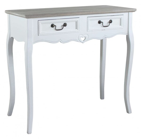 Tavolo Cuore 87x38x80 h cm in Legno di paulownia Bianco