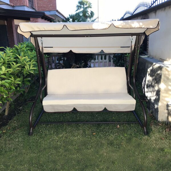 Dondolo Letto Jim con Cuscini 202x114x169 h cm in Acciaio Nero