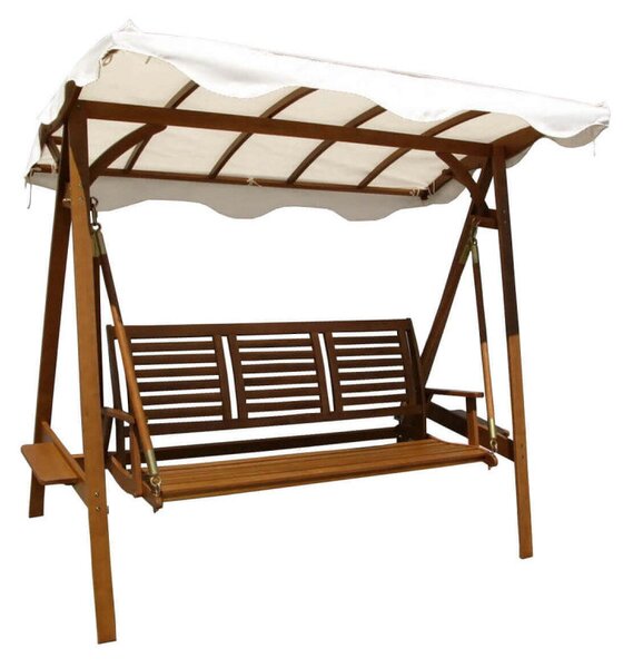 Dondolo 3 Posti 206x130x200 h cm in Legno Marrone