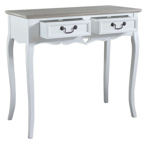 Tavolo Cuore 87x38x80 h cm in Legno di paulownia Bianco