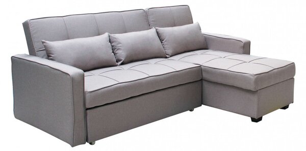 Divano Letto Cedric 208x87/145x88 cm in Tessuto Grigio