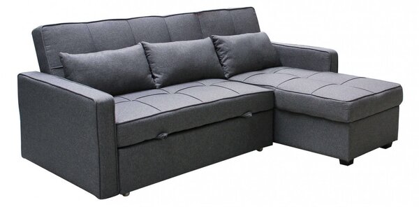 Divano Letto Cedric 208x87/145x88 cm in Tessuto Grigio scuro
