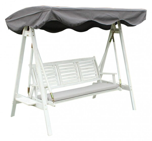 Dondolo Acacia 3 Posti Bianco 206x130x200 h cm in Legno Bianco