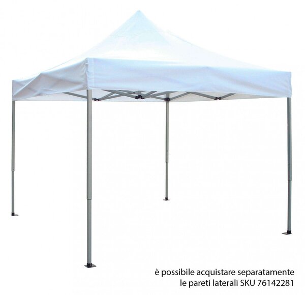 Gazebo Pieghevole Professional 3x3 m in Alluminio Bianco