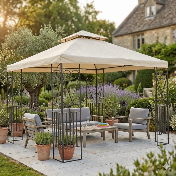 Gazebo Boston 3x3 m in Acciaio Antracite